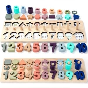 Wooden Number/Shapes Puzzle For Toddlers